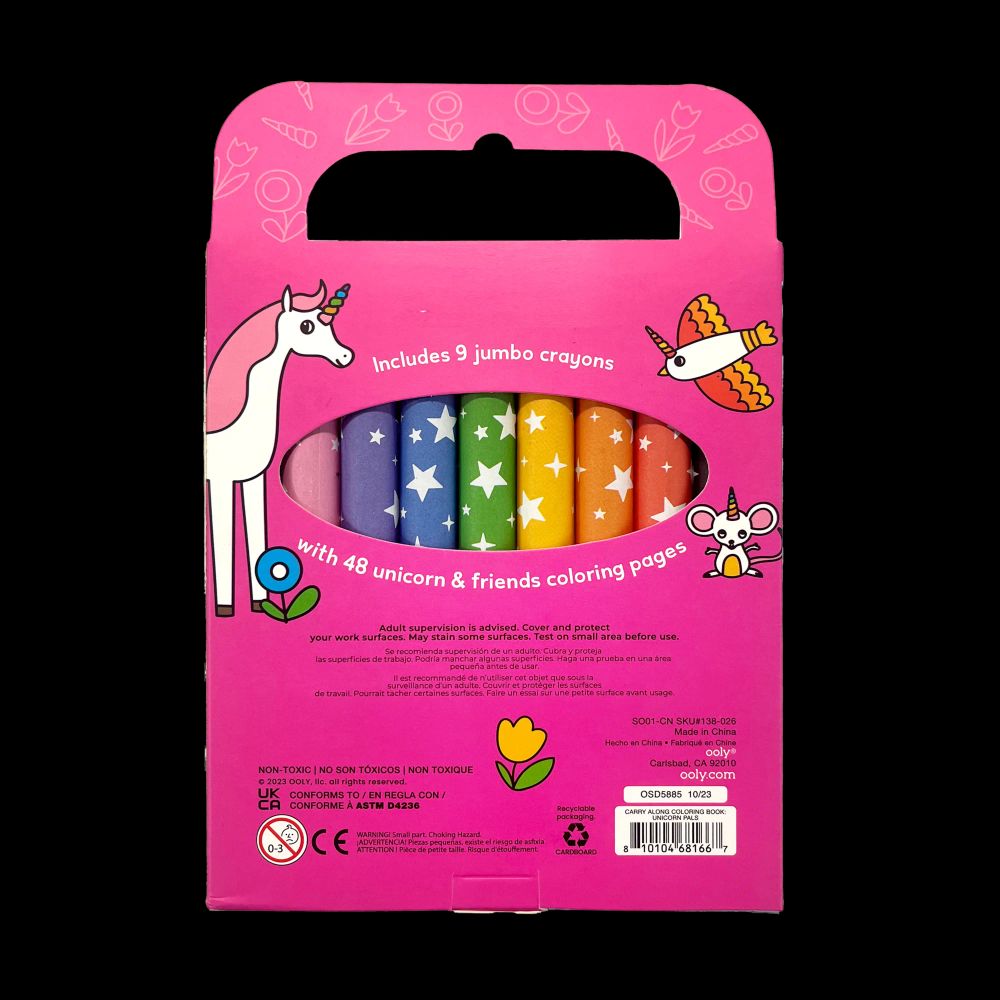 Ooly - Carry Along Crayons And Coloring Book Kit - Unicorn Pals