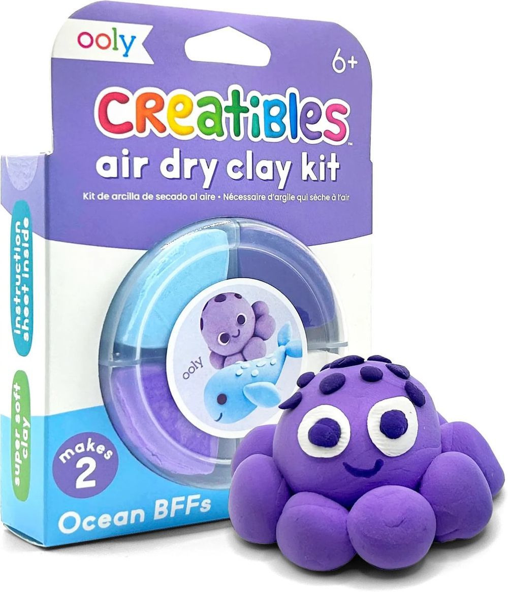 Ooly - Creatibles D.I.Y. Air Dry Clay Kit - Ocean BFFs - 4 Pcs