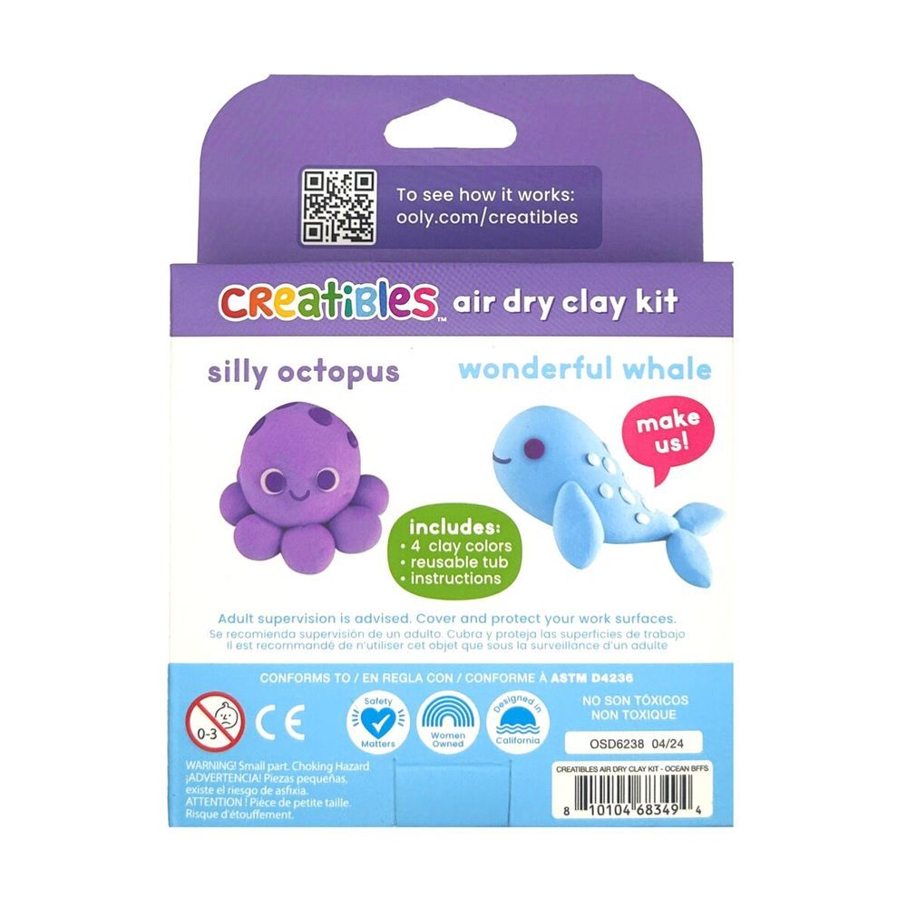 Ooly - Creatibles D.I.Y. Air Dry Clay Kit - Ocean BFFs - 4 Pcs