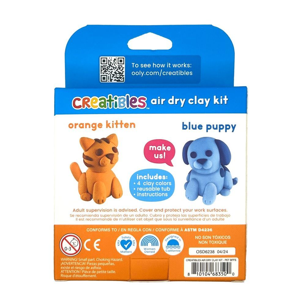 Ooly - Creatibles D.I.Y. Air Dry Clay Kit - Pet BFFs - 4 Pcs