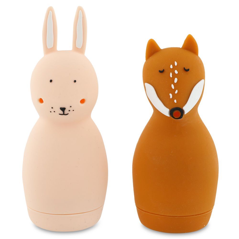 Trixie - Squeezy Animals Bath Toy - Mrs. Rabbit And Mr. Fox - Pink/Orange - 2 Pcs