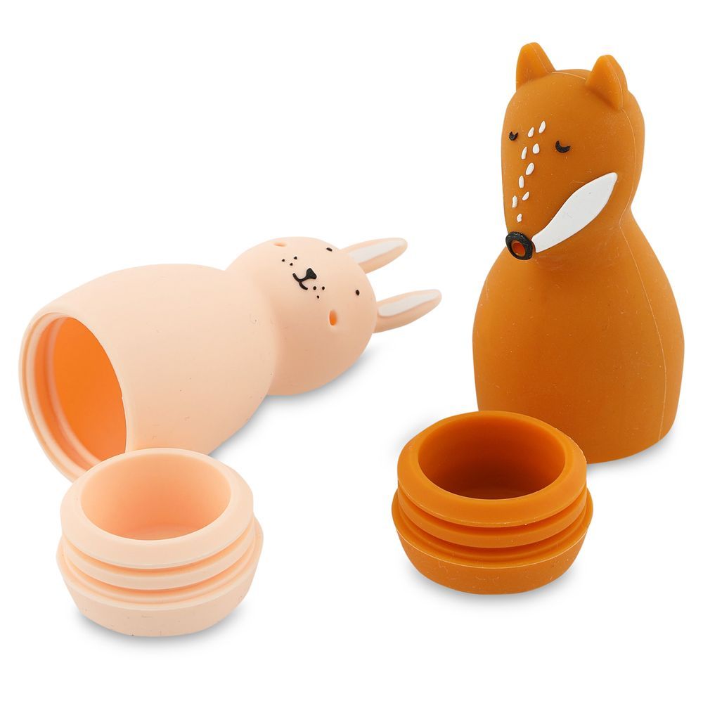 Trixie - Squeezy Animals Bath Toy - Mrs. Rabbit And Mr. Fox - Pink/Orange - 2 Pcs