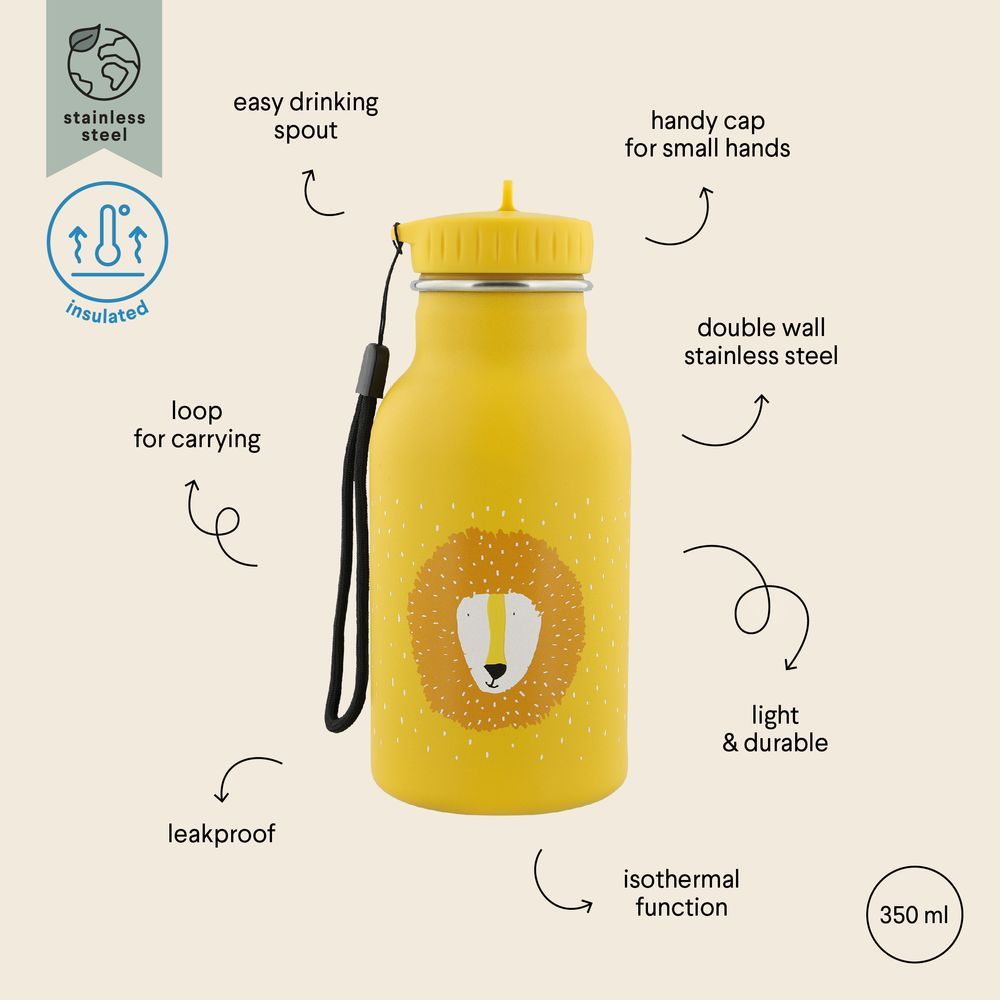 Trixie - Stainless Steel Water Bottle - Mr. Lion - 350 ml