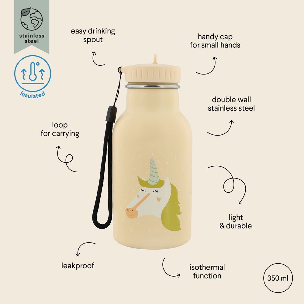 Trixie - Stainless Steel Water Bottle - Mrs. Unicorn - 350 ml