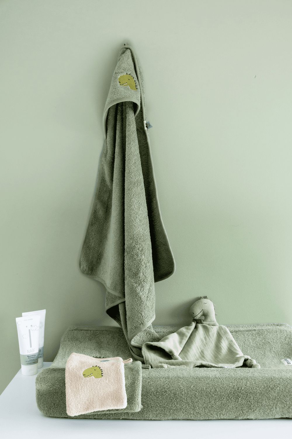 Trixie - Hooded Towel - Green - Dino - Small