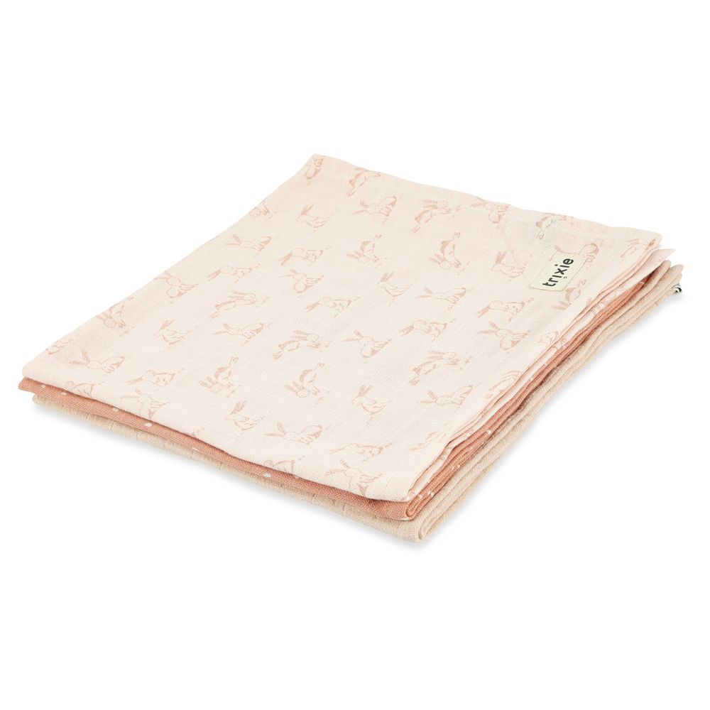 Trixie - Rosy Rabbit & Trixie Print Muslin Cloths - Pack of 3