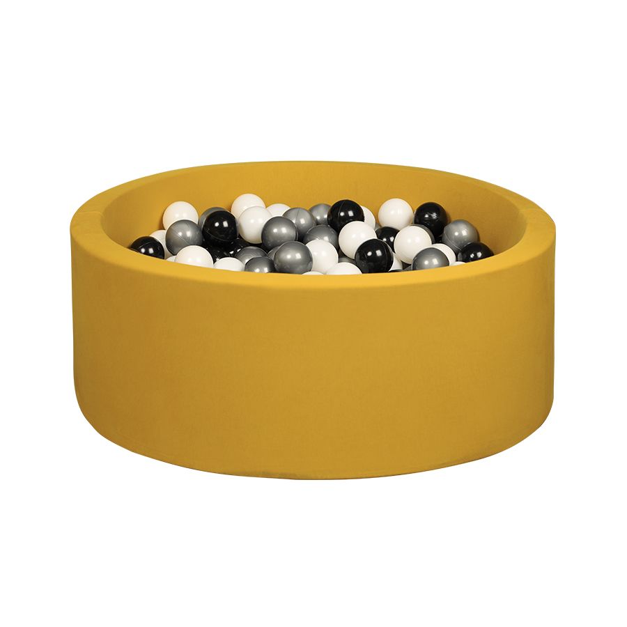 Larisa & Pumpkin - Ball Pit With 200 Balls - Mustard/Silver/Black/White