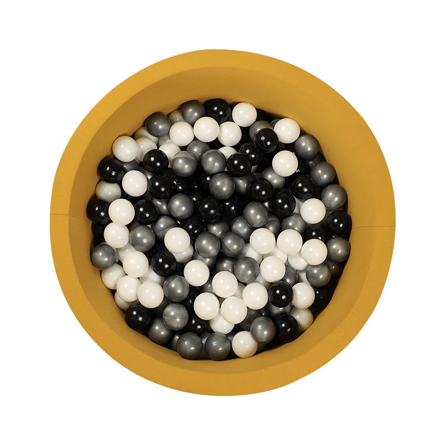 Larisa & Pumpkin - Ball Pit With 200 Balls - Mustard/Silver/Black/White