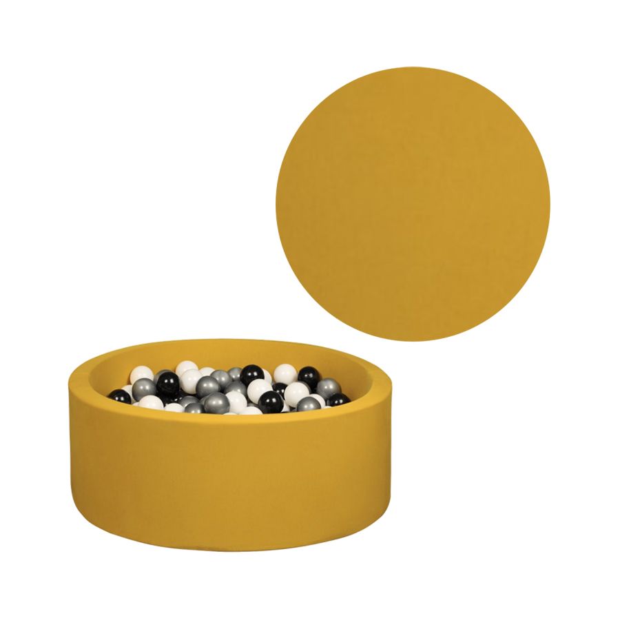 Larisa & Pumpkin - Ball Pit With 200 Balls - Mustard/Silver/Black/White