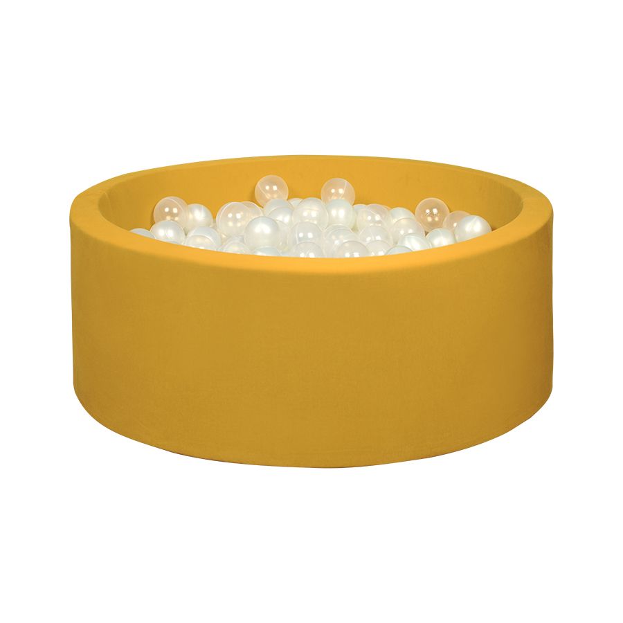 Larisa & Pumpkin - Ball Pit With 200 Balls - Mustard/Pearl/Clear