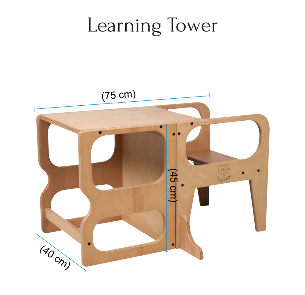 Larisa & Pumpkin - Beech Wood Learning Tower - White