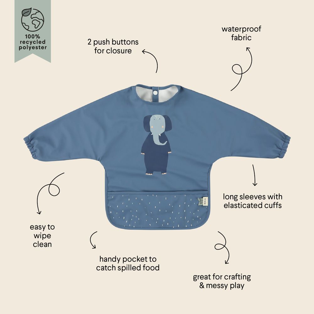 Trixie - Waterproof Longsleeve Bib - Mrs. Elephant