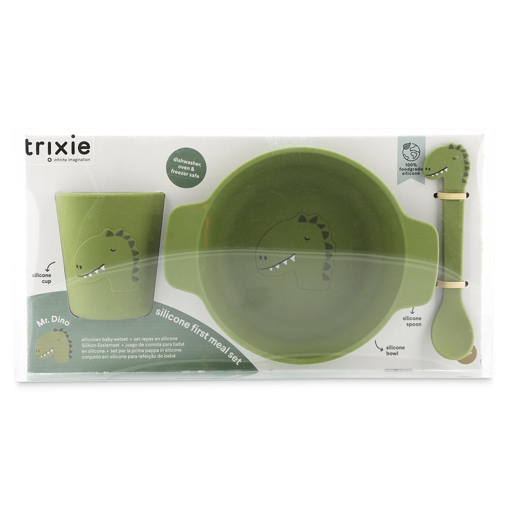 Trixie - Silicone First Meal Set - Bowl, Spoon & Cup - Mr. Dino