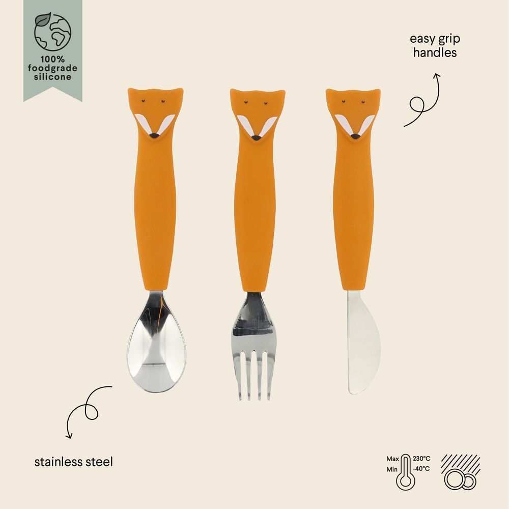 Trixie - Stainless Steel Cutlery Set W/Silicone Handle - Mr. Fox