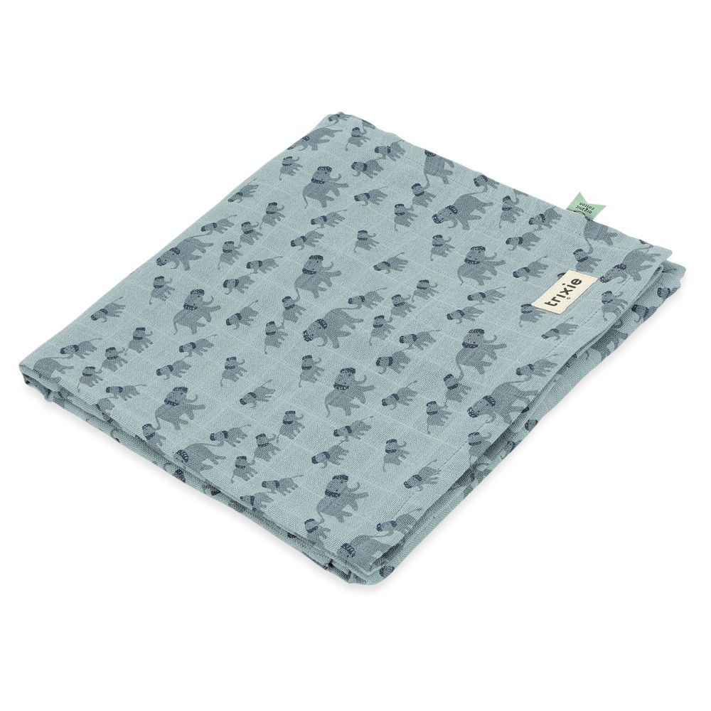 Trixie - Enchanting Elephant Muslin Cloth - Blue