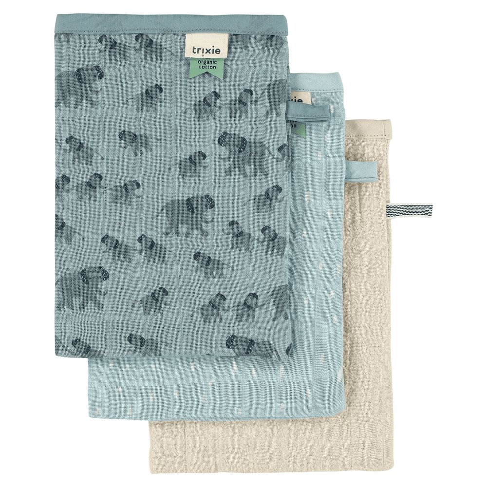 Trixie - Muslin Washcloth Set - Enchanting Elephant - 3 Pcs