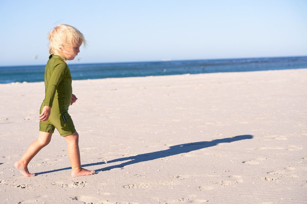 Beach & Bandits - Ribbed Baby Swimsuit - Pesto