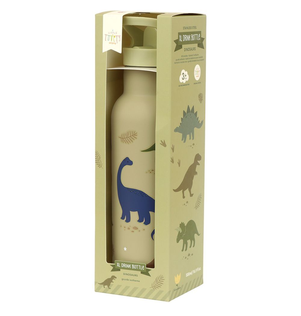 A little Lovely Company - Stainless Steel Water Bottle - 500ml - Dinosaurs