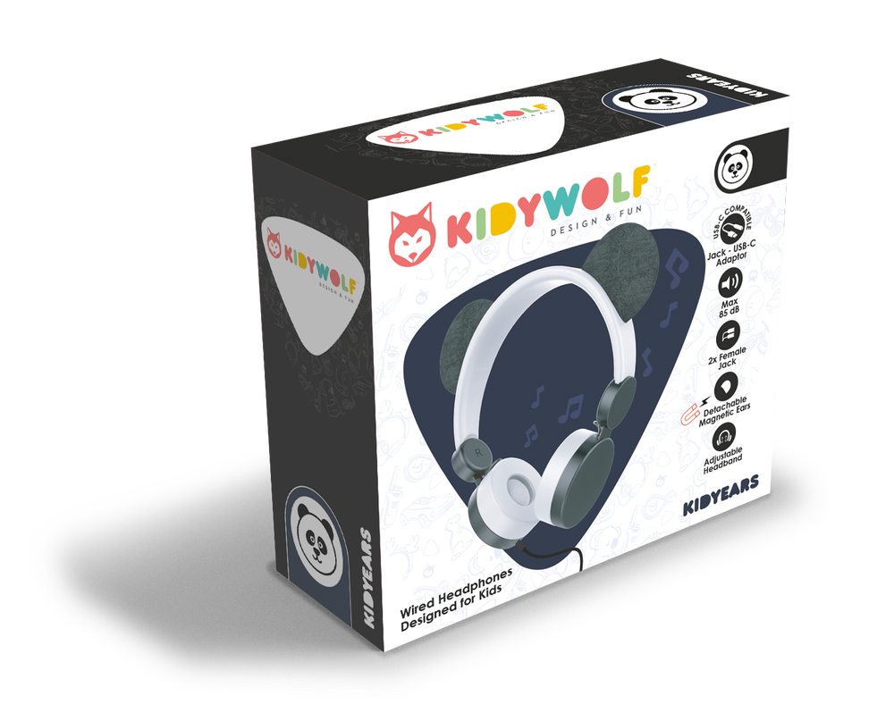 Kidywolf - Kidyears Headset - Panda - Black/White