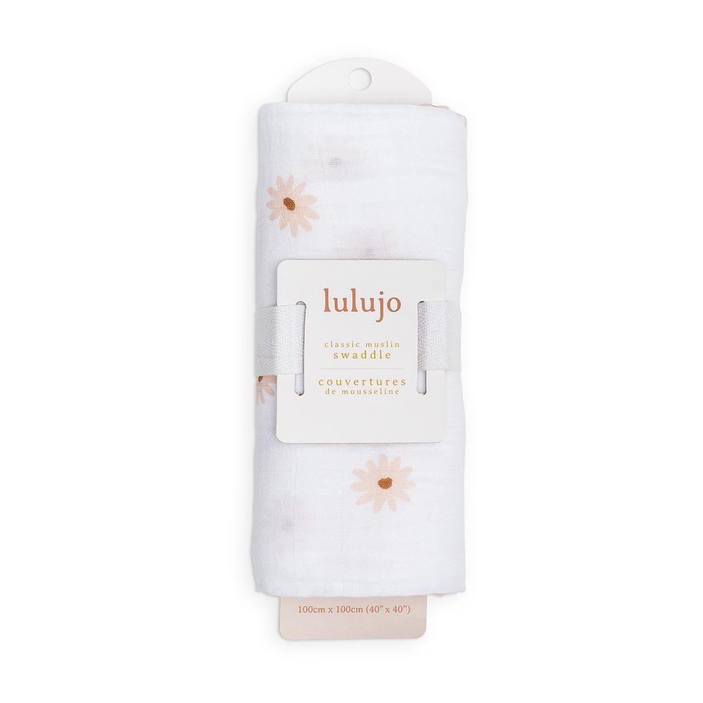 Lulujo - Muslin Swaddle - Daisies - Large