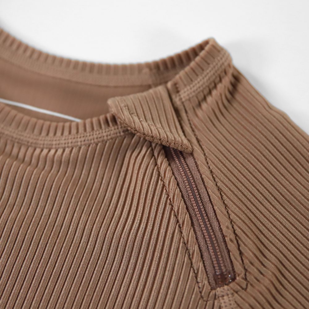 Beach & Bandits - Ribbed Long Sleeve Swim Tee - Chocolate