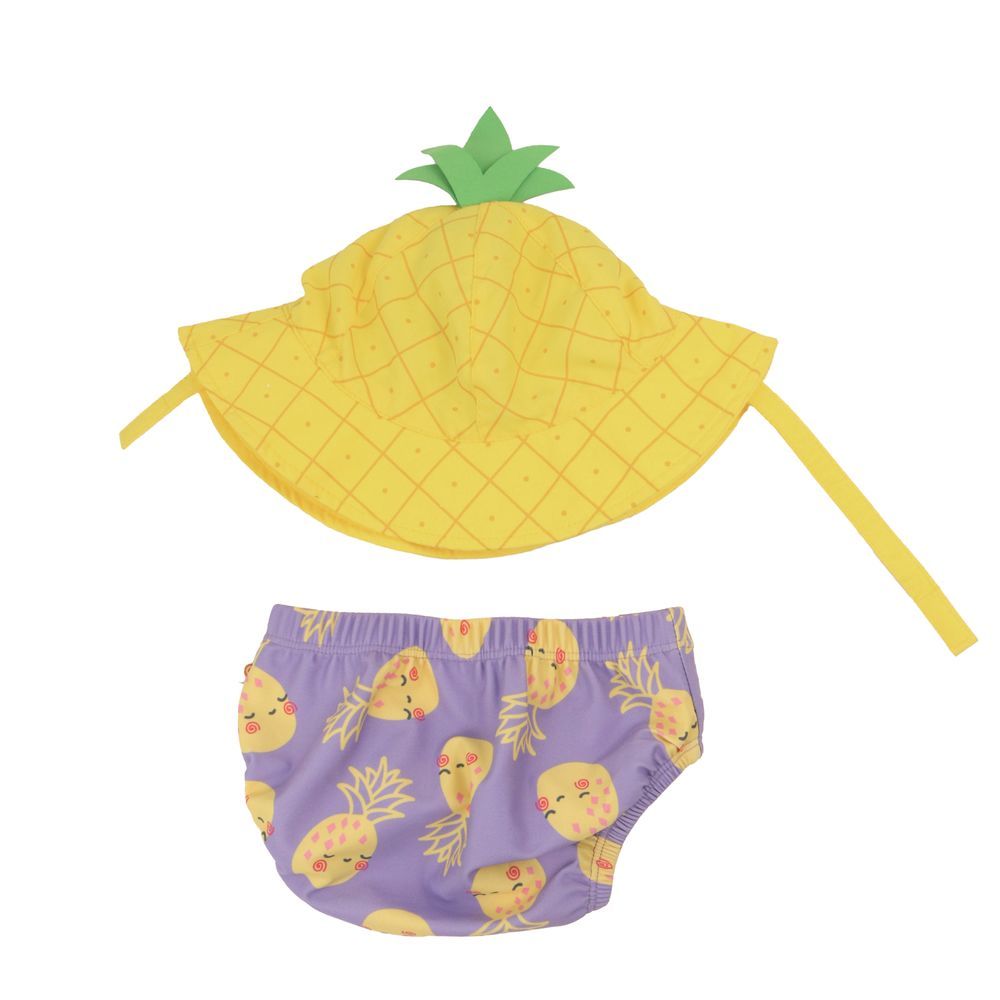 Zoocchini - Baby Swim Diaper & Sun Hat - Pineapple Punch