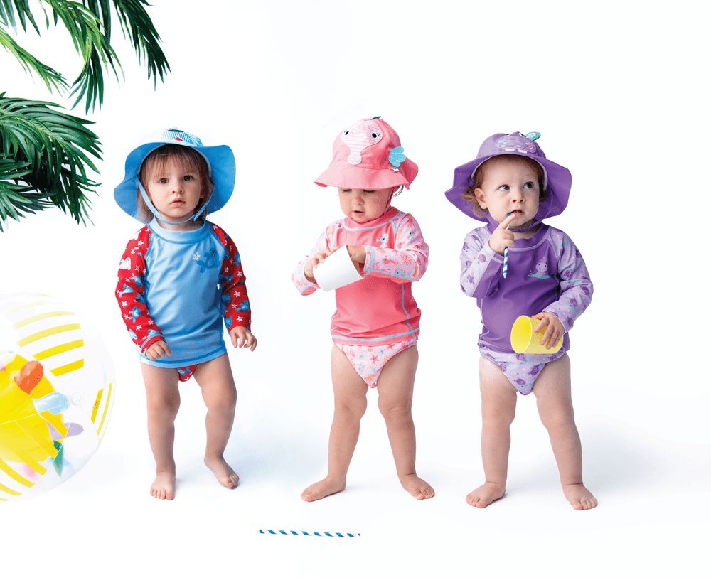 Zoocchini - Baby Rash Guard Long Sleeved Swim Top - Hippo