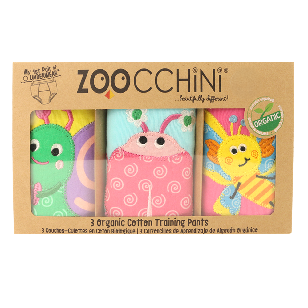 Zoocchini - Girl's Potty Training Pants - Garden Creatures - Pack of 3