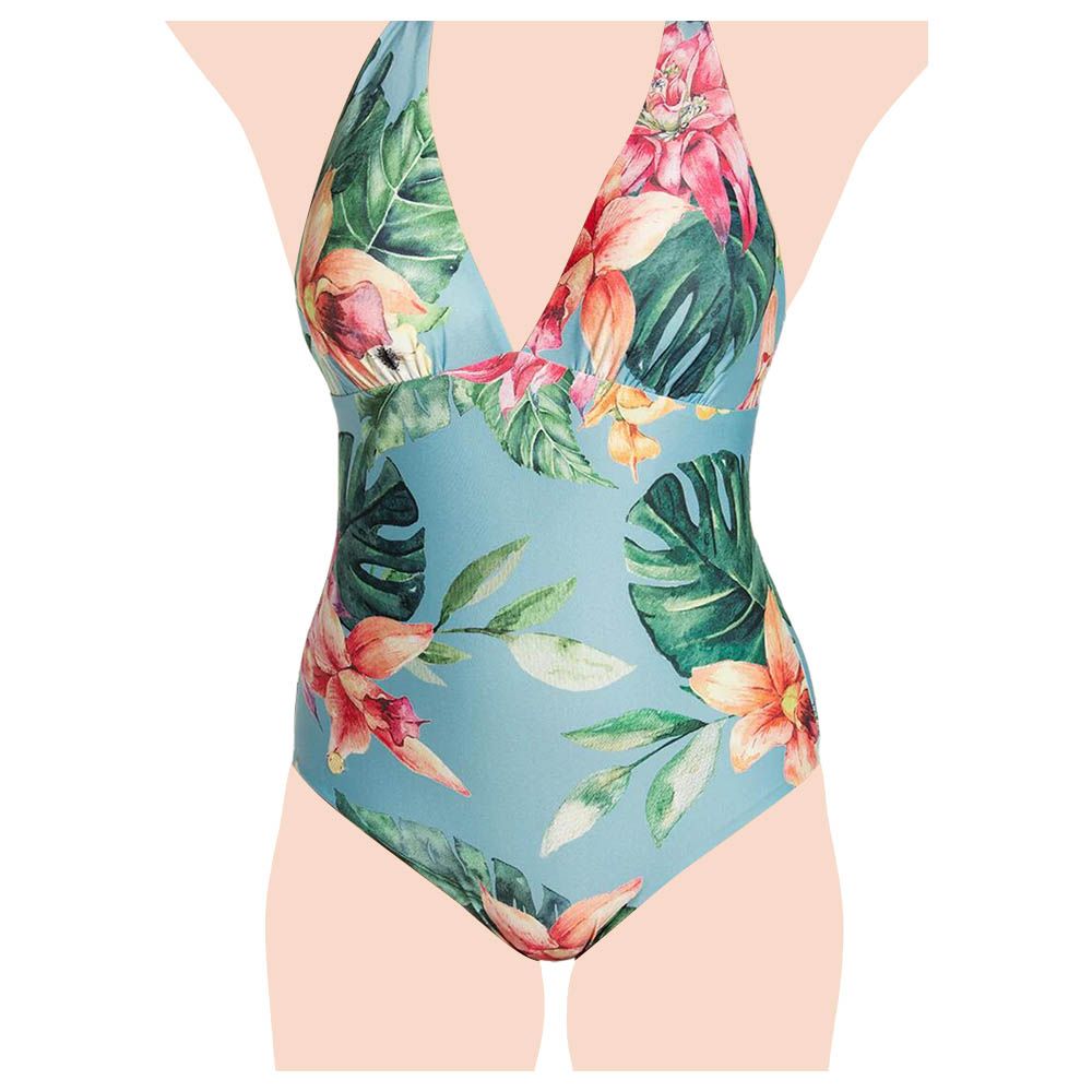 Mums & Bumps - Leonisa - One Piece Floral Swimsuit - Green