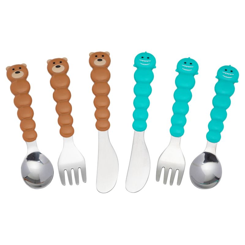 Melii - Utensil Set - 6pcs - Brown Bear & Blue Shark