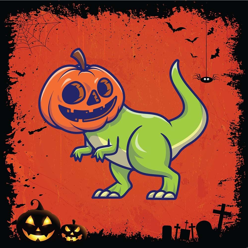 Twinkle Hands - Cute Dino Pumpkin Halloween T-Shirt - Blue