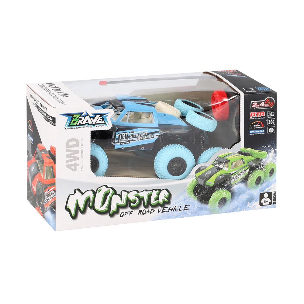 Stem - 1/18 Six Wheel Monster Off Road Remote Control Vehicle - Color May Vary - 1 Pc