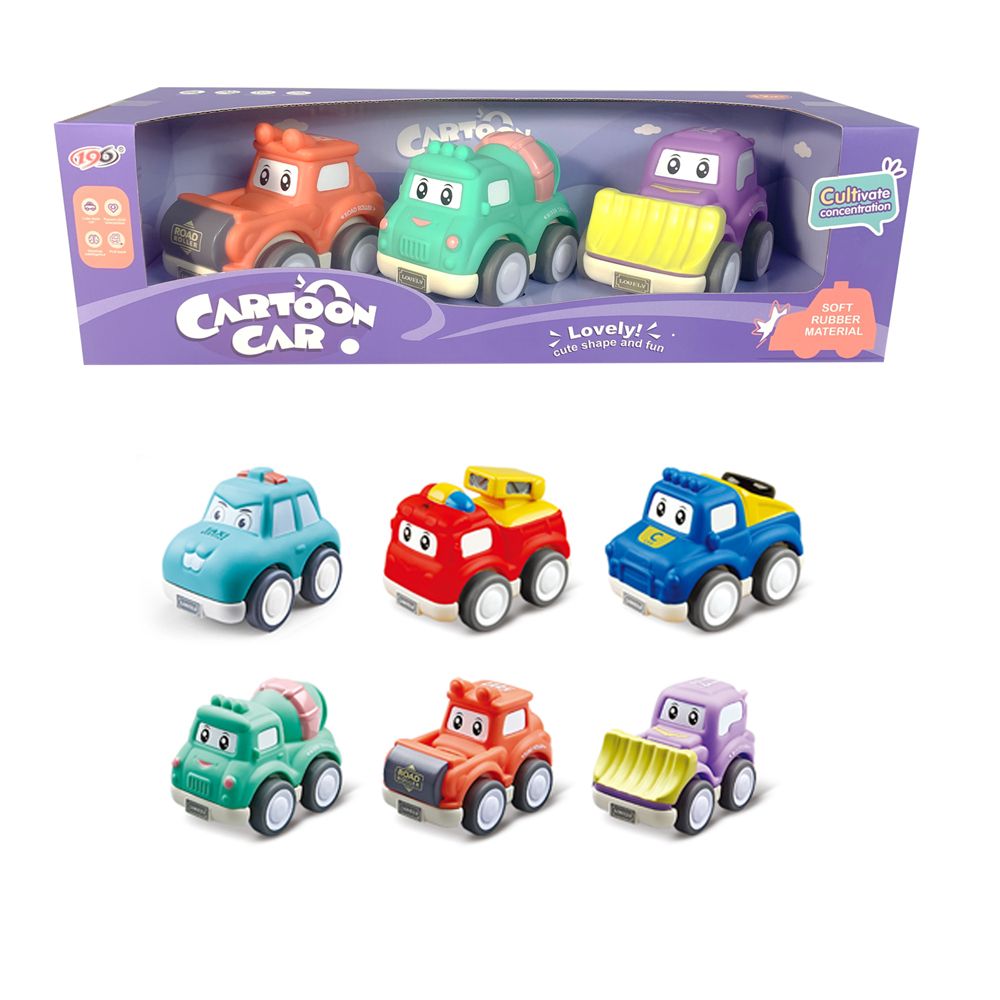 Stem - Cute Critters Pull-Back Cartoon Cars - 3pcs - Styles May Vary