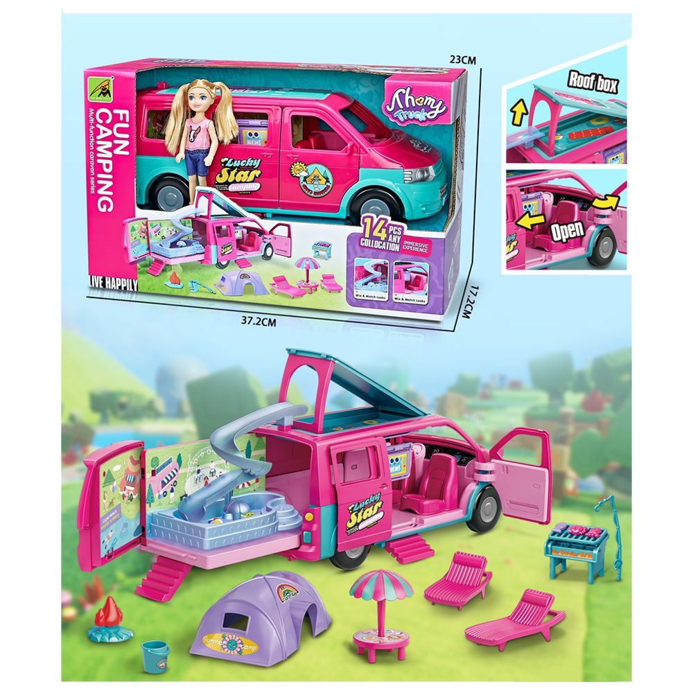 Stem - Caravan Series Fun Camping Fashion Doll Playset - 14pcs