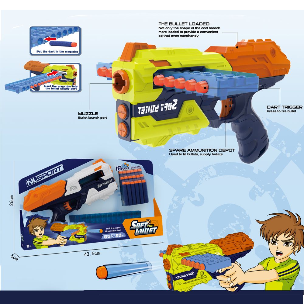 Stem - Launch Gun With 18 Soft Top Bullets Playset