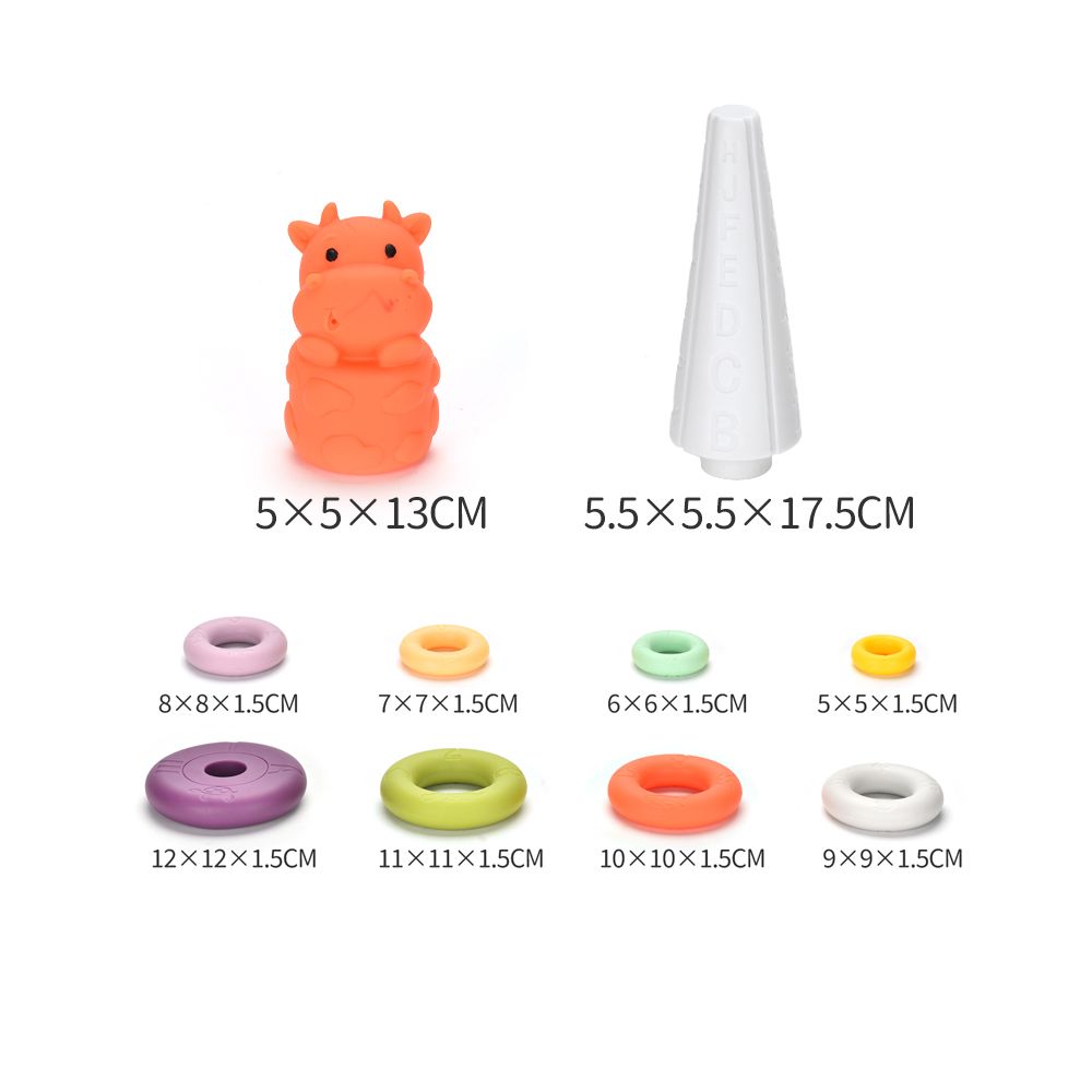 Stem - Multicolored Stacking Plastic Rings Tower Set - Orange