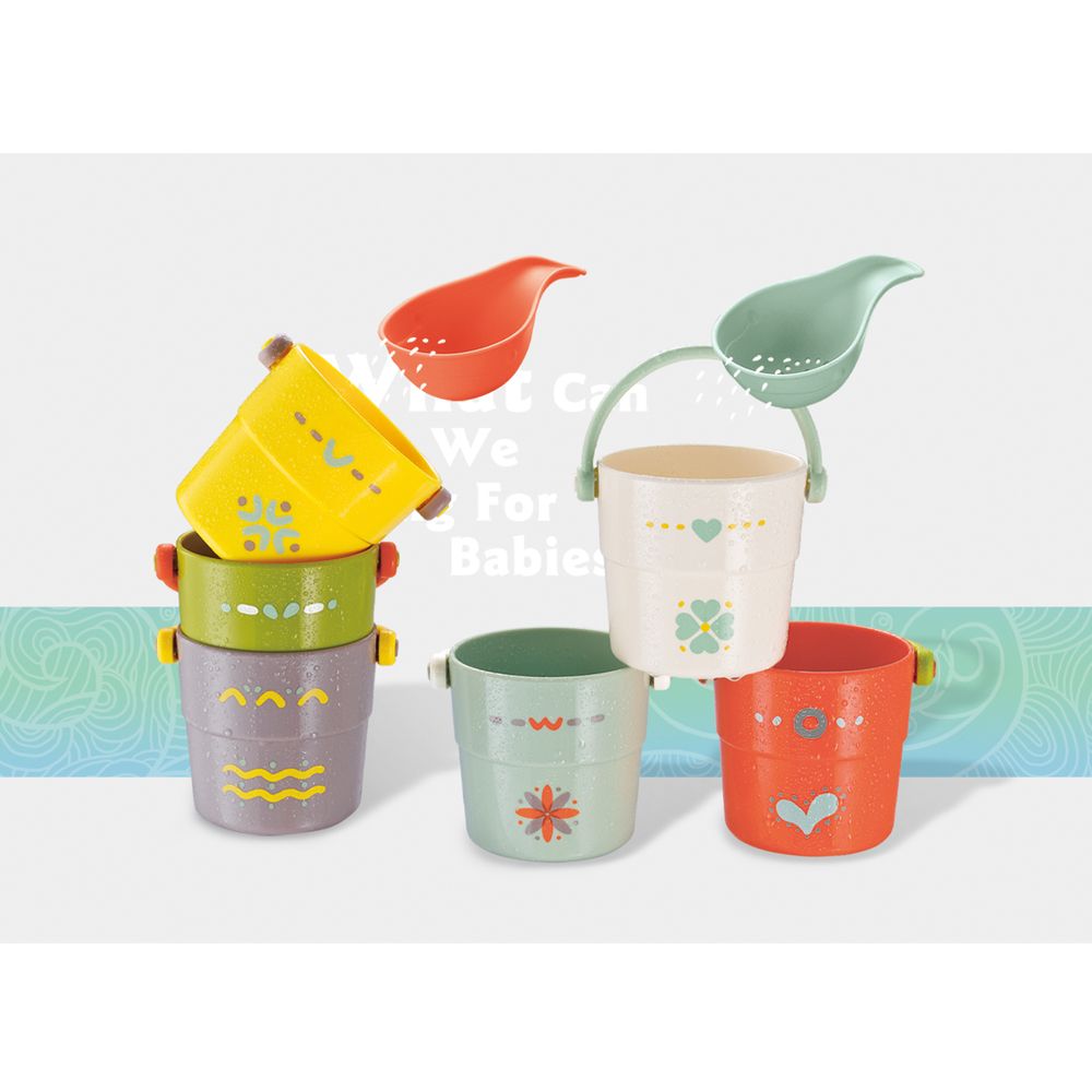 Stem - Stackable Bucket And Cup Bath Toy Set