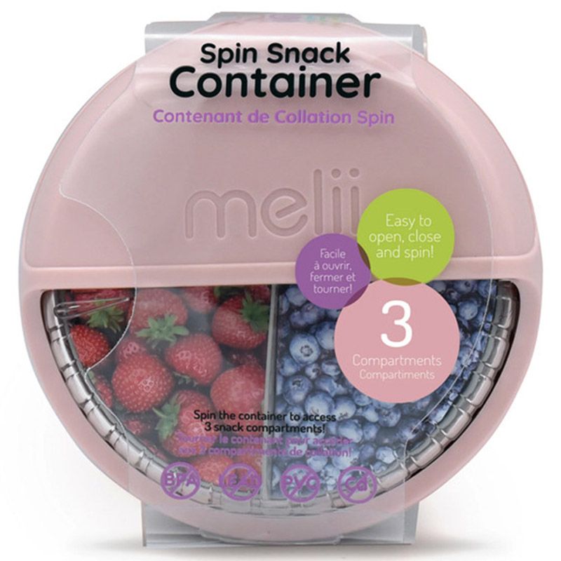 Melii - Spin 3 Compartment Snack Container - Pink