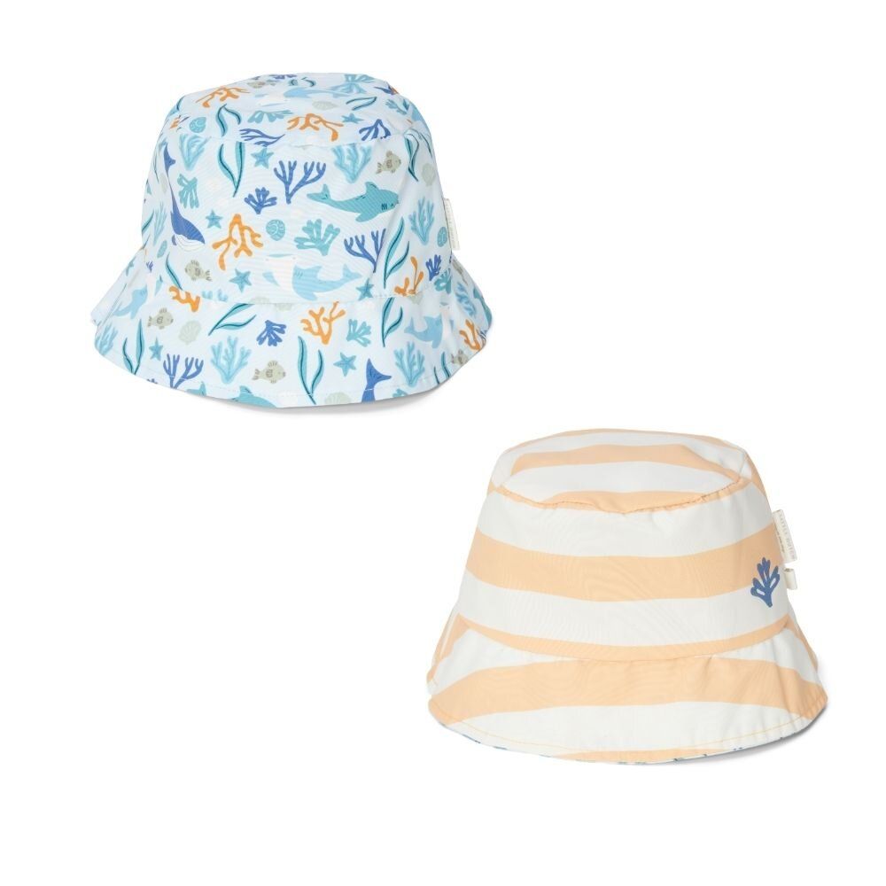 Little Dutch - Reversible Sun Hat Honey Stripes / Ocean Dreams Blue