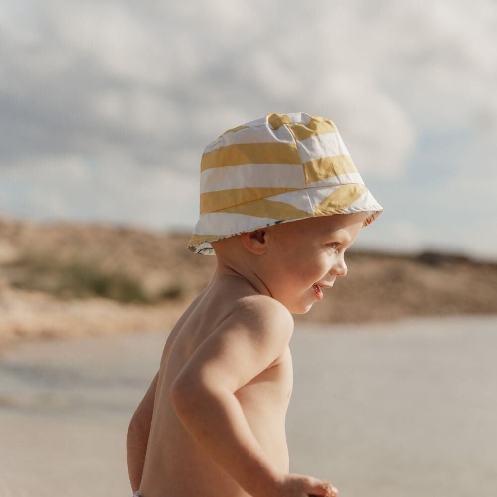 Little Dutch - Reversible Sun Hat Honey Stripes / Ocean Dreams Blue