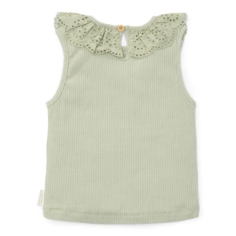 Little Dutch - Sleeveless Ruffle Ribbed Top - Grass Green