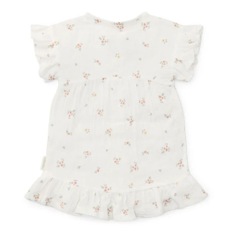 Little Dutch - Girl's Muslin Short Sleeve Dress - White Meadows