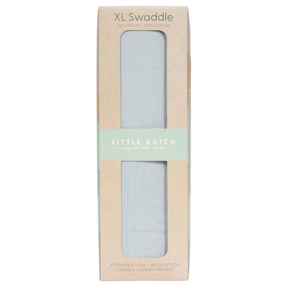 Little Dutch - Cotton Swaddle - Pure Soft Blue – 120 x 120 cm