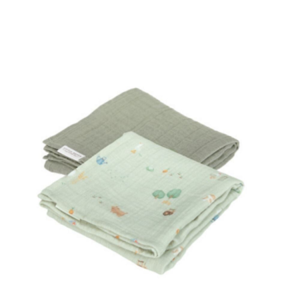 Little Dutch - Swaddles Set Muslin  70x70cm - Little Farm - Olive