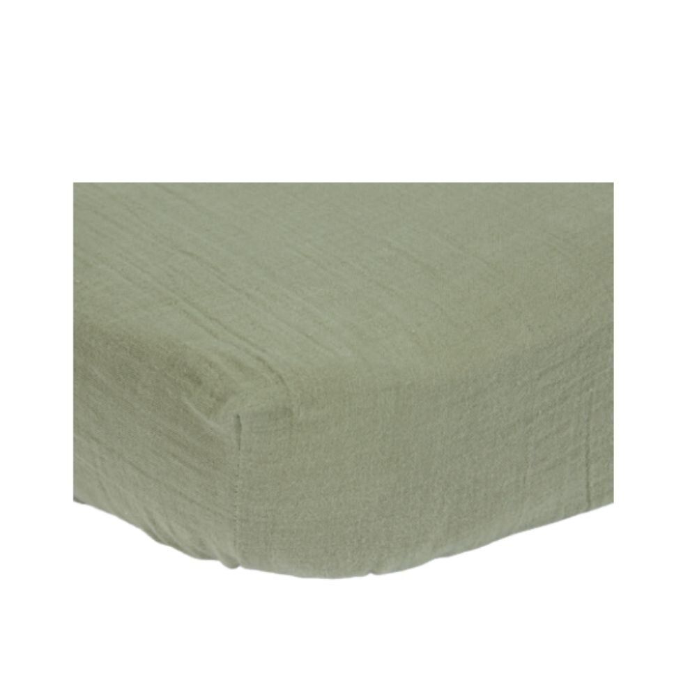 Little Dutch - Fitted Muslin Cot Sheet - Olive - 60x120 cm