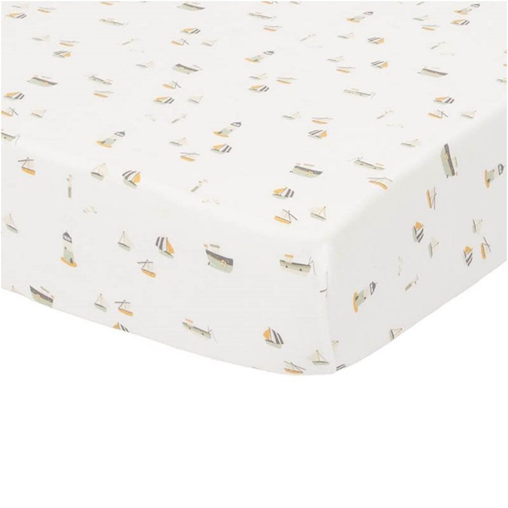 Little Dutch - Fitted Bassinet Sheet - Sailors Bay White