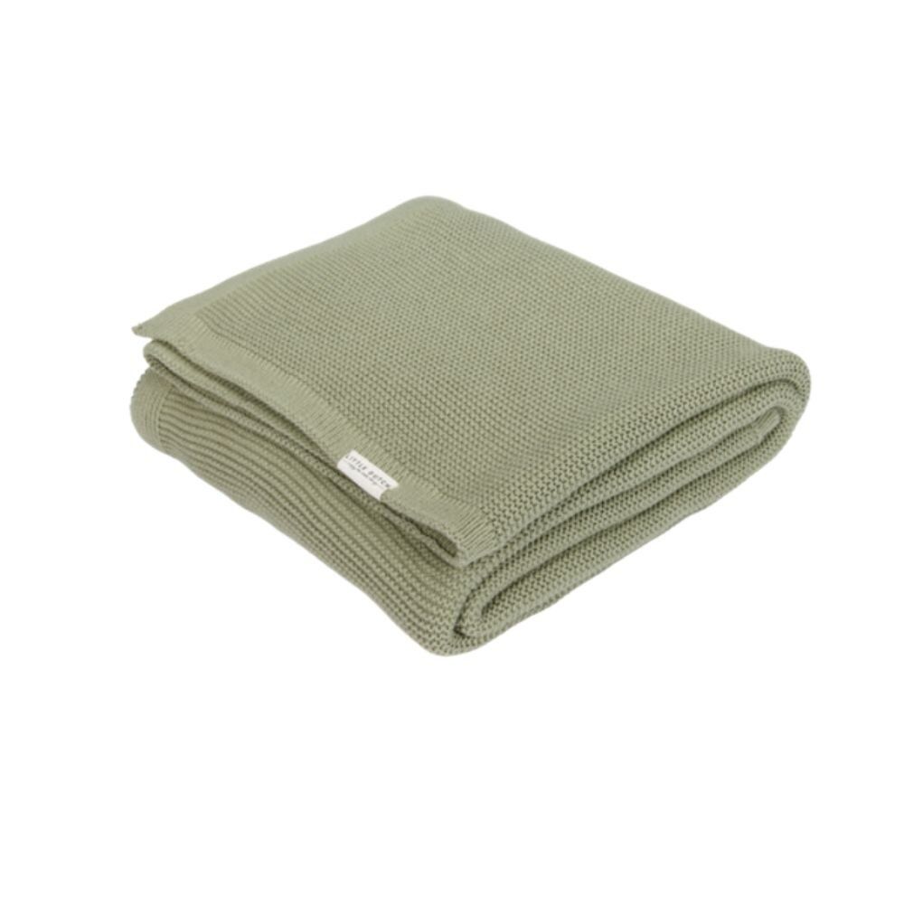 Little Dutch - Knitted Bassinet Blanket -  Olive