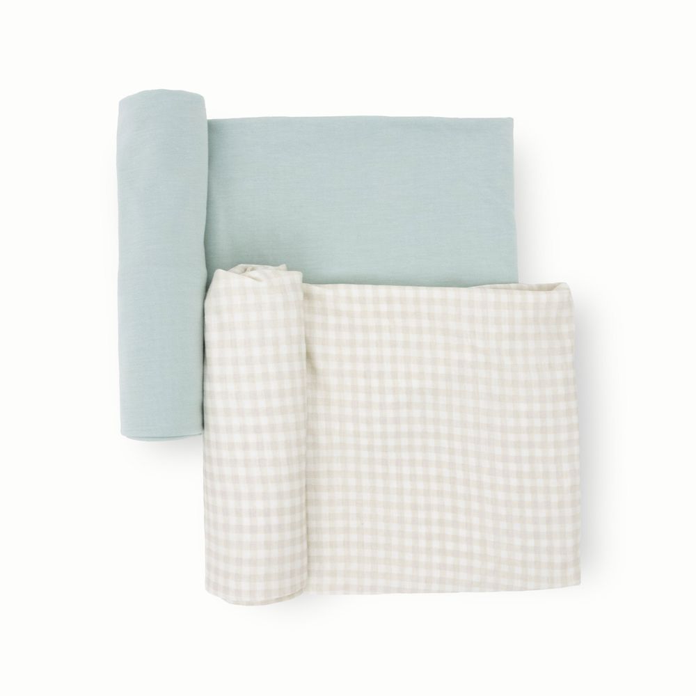 Little Unicorn - 2pc-Set - Stretch Knit Swaddle - Frost Green