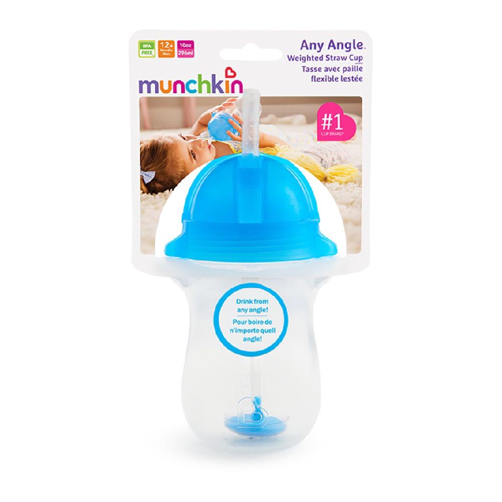 Munchkin - Any Angle Click Lock Weighted Straw Toddler Sippy Cup 12m+ - 296ml - Blue