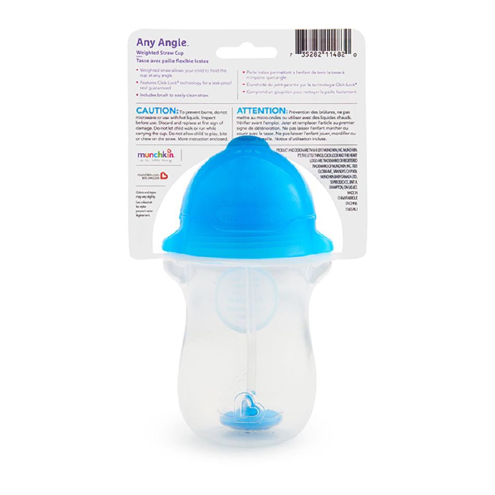 Munchkin - Any Angle Click Lock Weighted Straw Toddler Sippy Cup 12m+ - 296ml - Blue